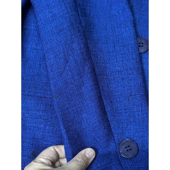 HENRY LEE Vintage Blazer Skirt Suit Set Cobalt Blue Sz Petite 12 Office READ - Picture 11 of 16
